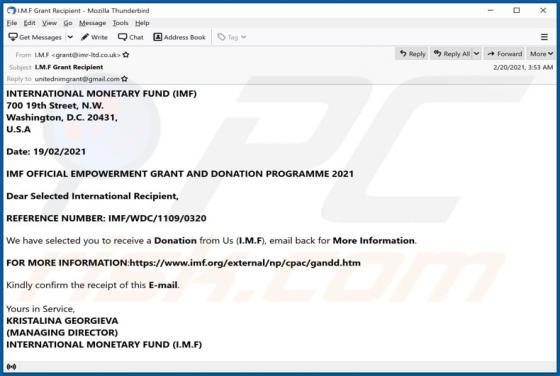INTERNATIONAL MONETARY FUND (IMF) Email Scam