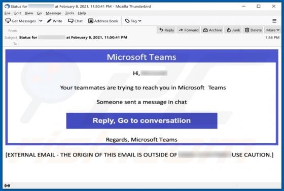 Microsoft Teams Email Scam