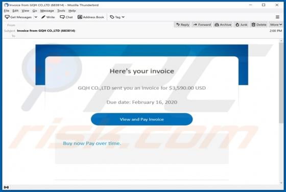 Here's your PayPal invoice Email Virus