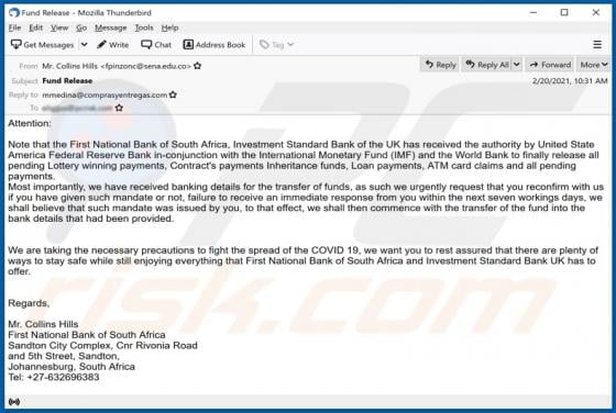 Fund Release Email Scam