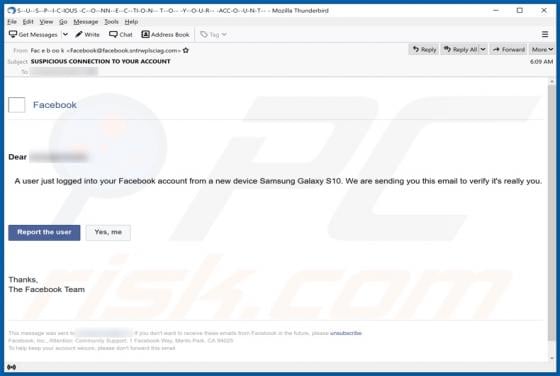Facebook Email Scam