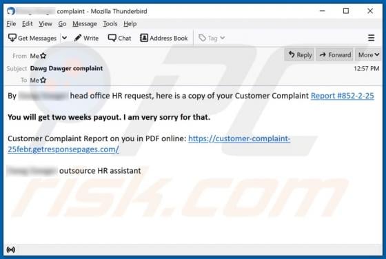 Customer Complaint Report Email Virus