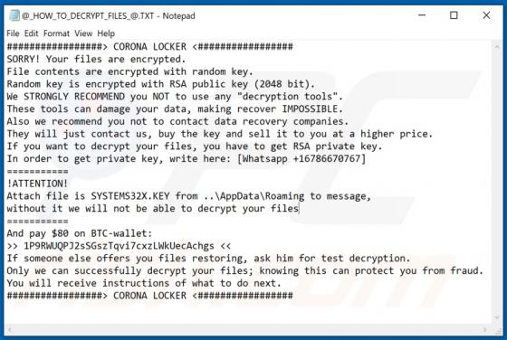 CORONA LOCKER Ransomware