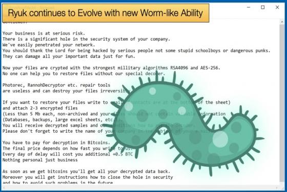 Ryuk continues to Evolve with new Worm-like Ability