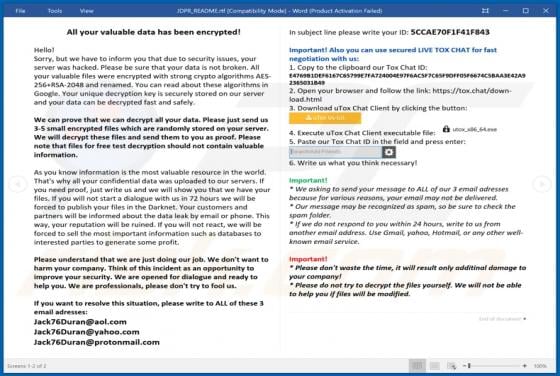 JDPR Ransomware