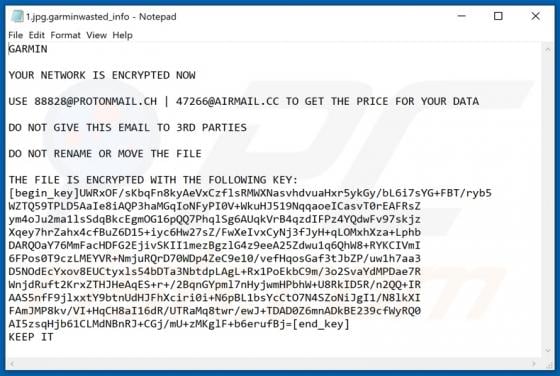 GARMIN Ransomware