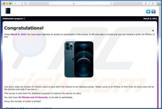 Receive iPhone 12 POP-UP Scam (Mac)
