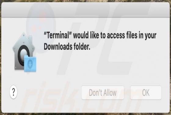 "Terminal" Would Like To Access Files In Your Download Folder POP-UP Scam (Mac)