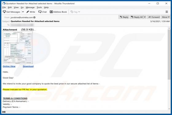 BAPATOH OFFSHORE SDN BHD Email Scam