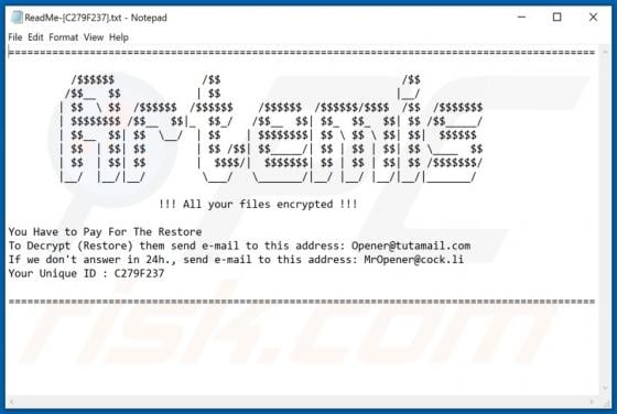 Artemis (Optimus) Ransomware