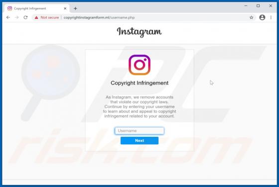 Instagram Copyright Infringement POP-UP Scam