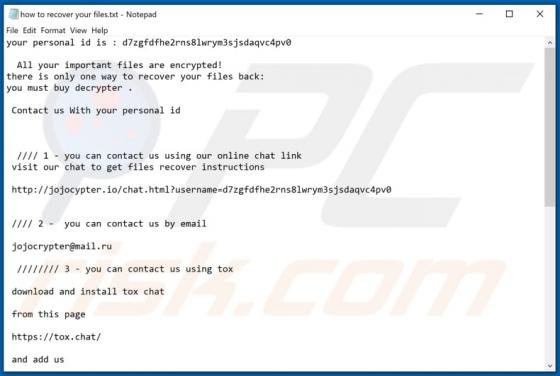 JoJoCrypt Ransomware
