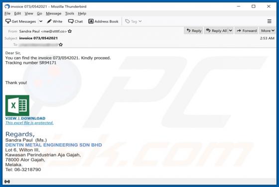 DENTIN METAL ENGINEERING Email Scam