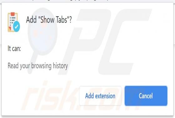 Show Tabs Browser Hijacker