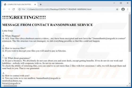Contact Ransomware