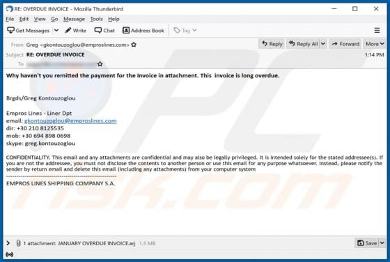 Empros Lines Email Virus