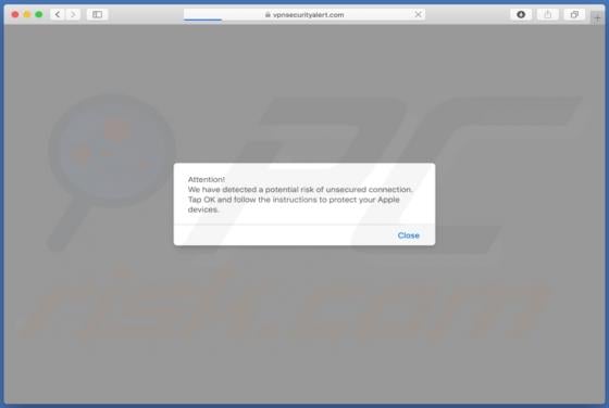 We Have Detected A Potential Risk Of Unsecured Connection POP-UP Scam (Mac)