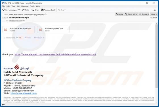 AlWasail Industrial Company Email Scam