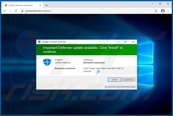 Important Defender Update Available POP-UP Scam