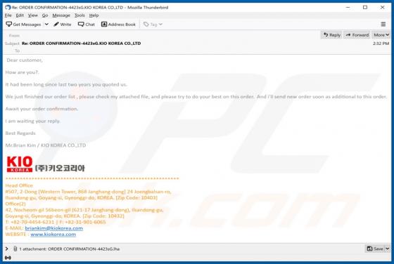 KIO KOREA Email Virus