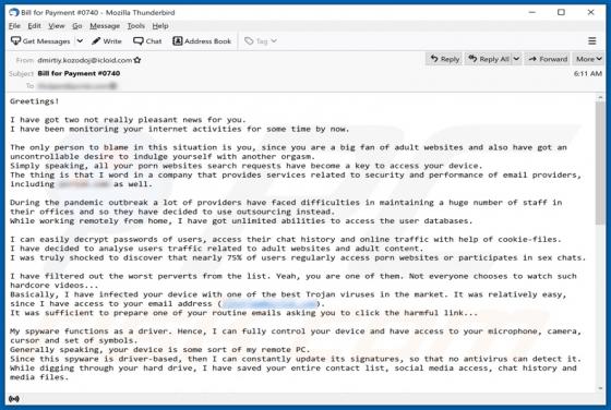 I Have Got Two Not Really Pleasant News For You Email Scam