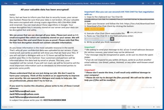JDRE Ransomware