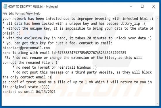 btCry_zip Ransomware