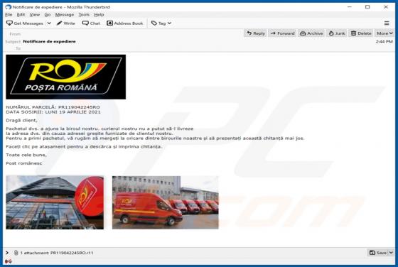 Romanian Post Email Virus