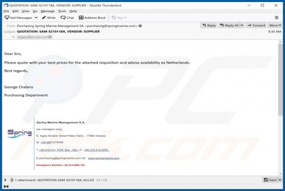 Spring Marine Management S.A. Email Virus