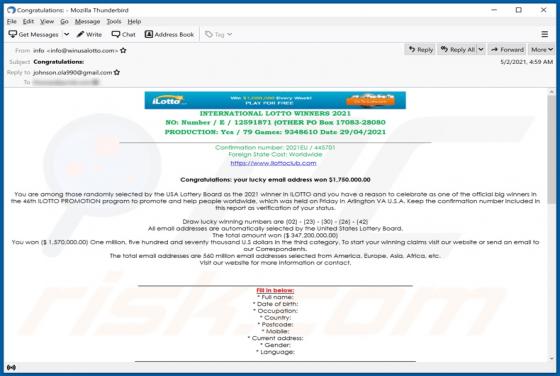 iLotto Email Scam