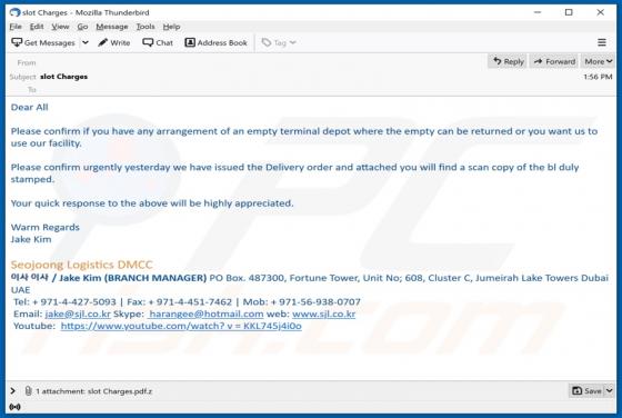Seojoong Logistics DMCC Email Virus
