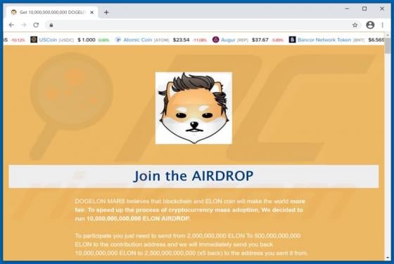 Dogelon Mars (ELON) Giveaway Scam
