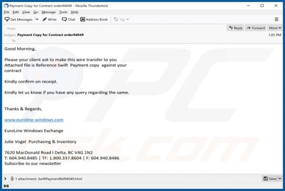 EuroLine Windows Exchange Email Scam