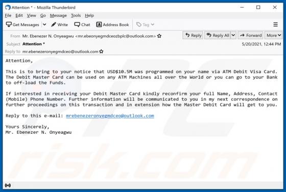 Debit Card Email Scam