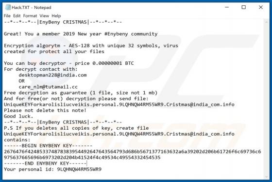 EnyBeny CRISTMAS Ransomware