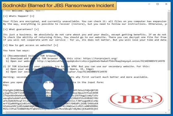 Sodinokibi Blamed for JBS Ransomware Incident