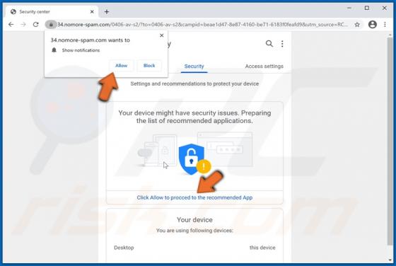 Your Device Might Have Security Issues POP-UP Scam