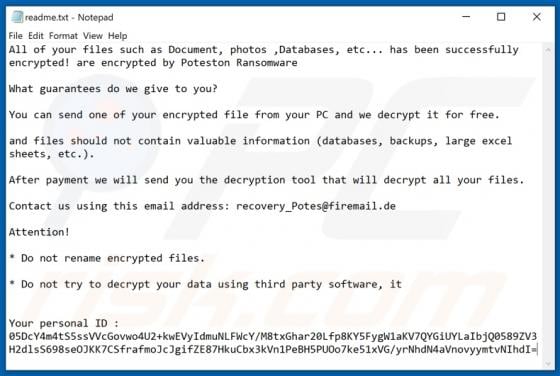 Poteston Ransomware