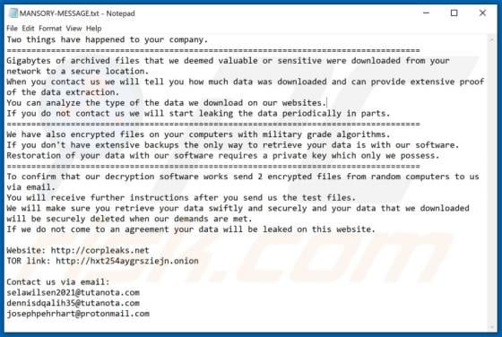 MANSORY Ransomware