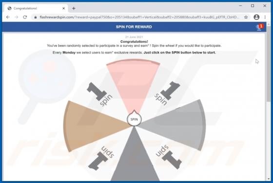 SPIN FOR REWARD POP-UP Scam