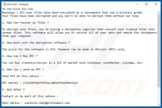 Ouelezin Zebi Ransomware