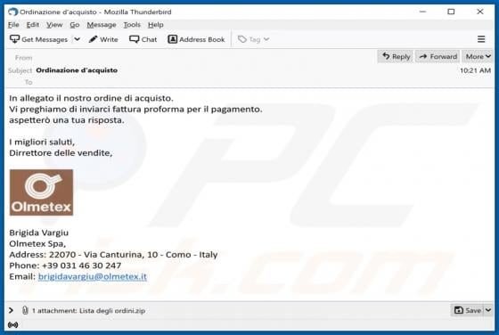 Olmetex Email Virus