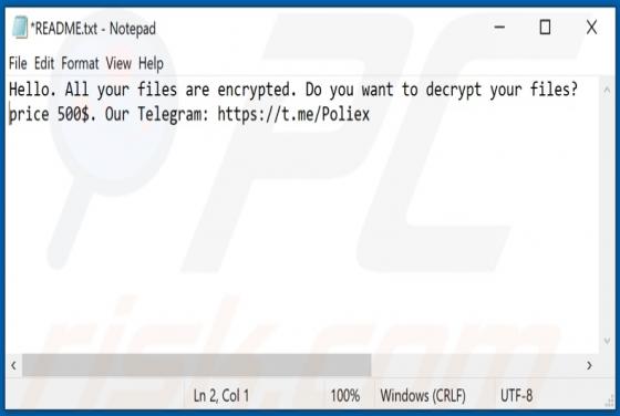 Poliex Ransomware