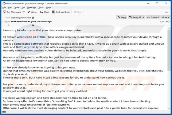 Your Device Was Compromised Email Scam