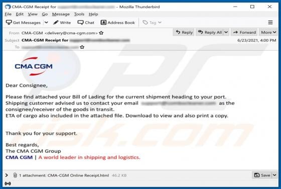 CMA CGM Email Scam