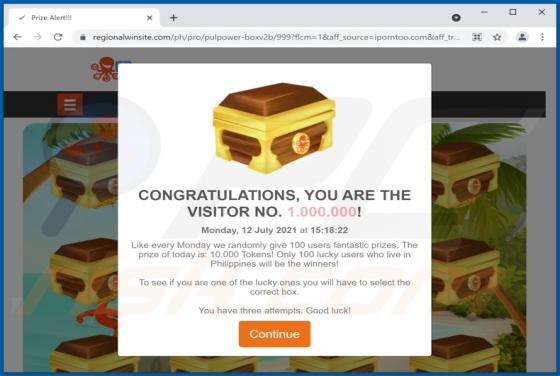 CONGRATULATIONS, YOU ARE THE VISITOR NO. 1.000.000 Scam