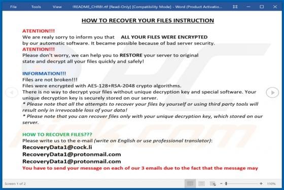 CHRB Ransomware