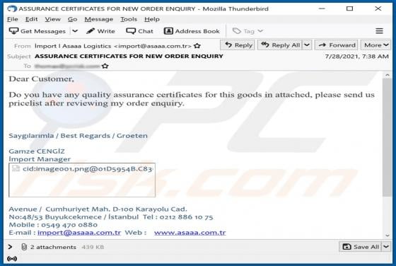 Assurance Certificates Email Virus