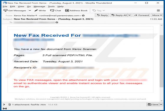 New Fax Received Email Scam