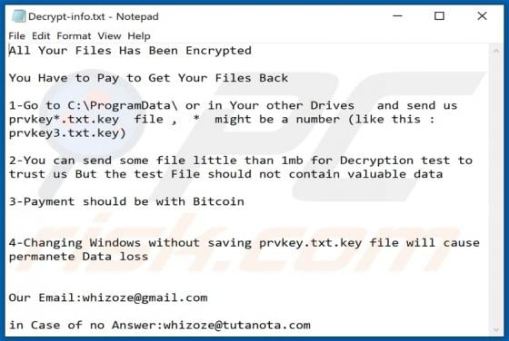 WIZOZ Ransomware